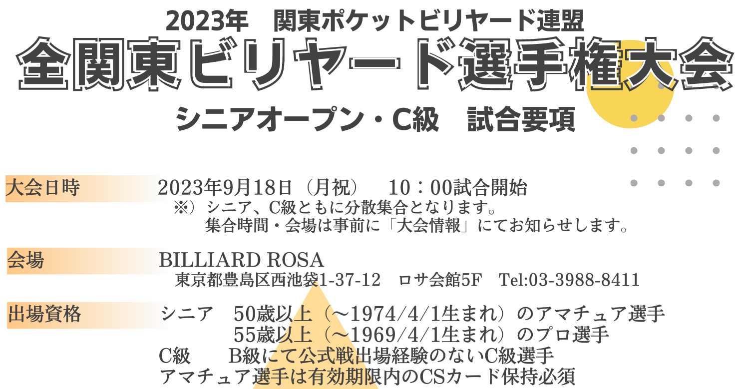 2023年 全関東ビリヤード選手権大会 シニアオープン・C級、出場
