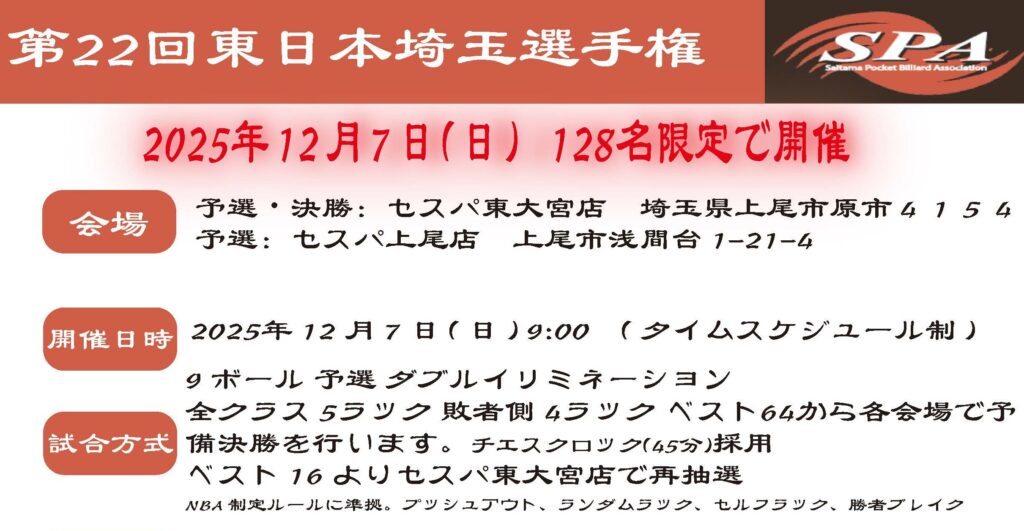 第22回 東日本埼玉選手権、組合せと集合時間のおしらせ | 日本